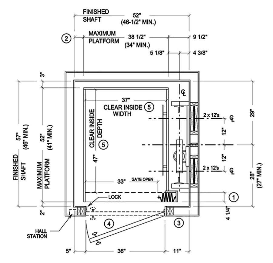 Elevator Floor Plan   Typical Elevator Plan For Homes 